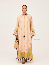 YEZWE Pastel Floral Premium Soft Crepe Modest Jalabiya Maxi Dress